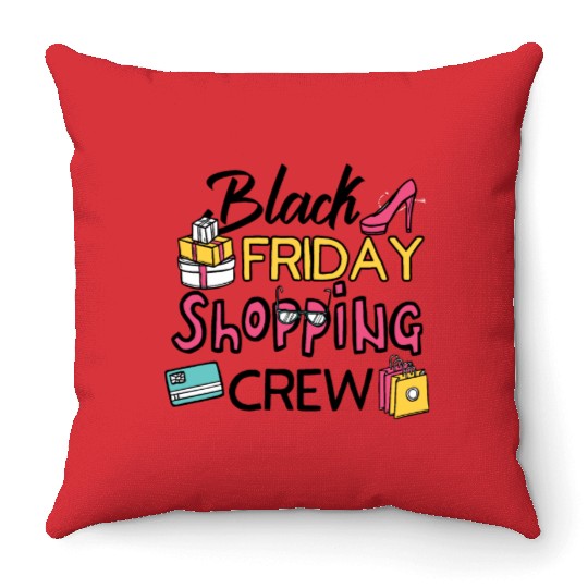 Holiday Shopping Black Friday Shopping Crew Funny Throw Pillows