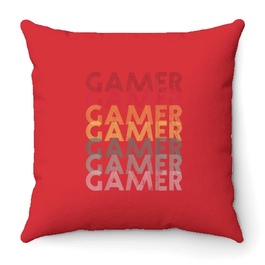 Gamer Retro 70s Gift Game Funny Throw Pillows