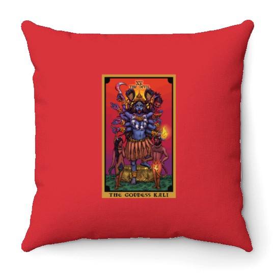 The Goddess Kali The Devil Tarot Card Hindu Indian Throw Pillows