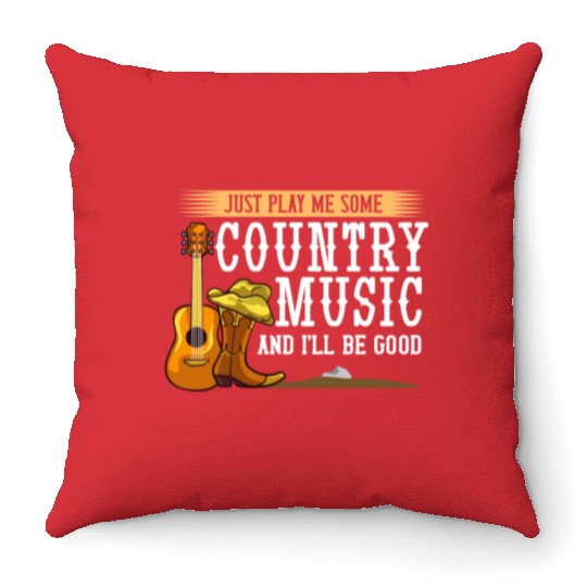 Country Music Gift Song Western Girl Throw Pillows