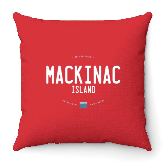 Mackinac Island Michigan Beach Waves Throw Pillows