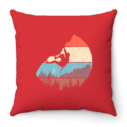Vintage Style Rock Climbing Retro Bouldering Throw Pillows
