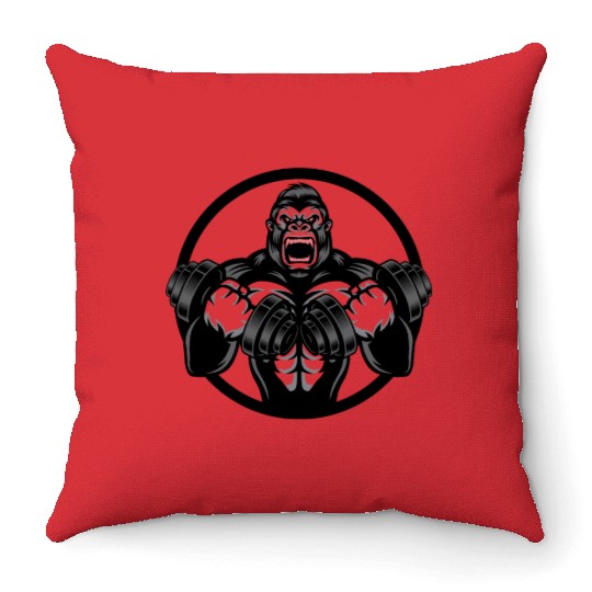Strong Gorilla Throw Pillows