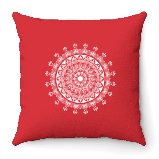 Buddhism yoga mandala with ornaments present Throw Pillows