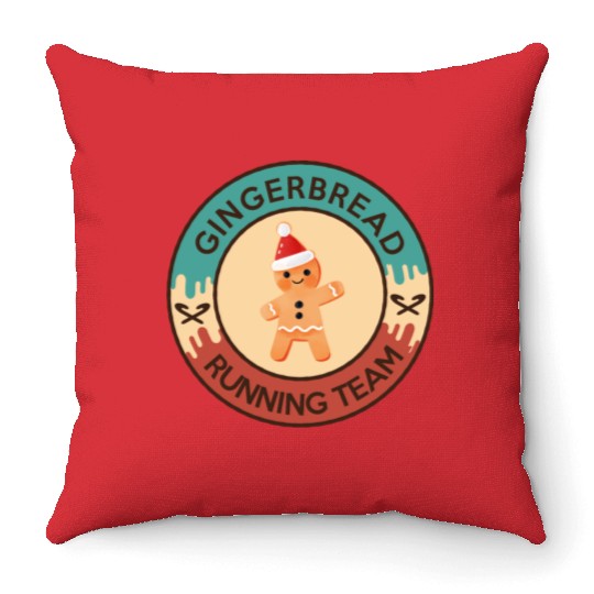 Gingerbread Running Team Throw Pillows