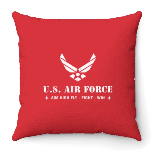 US Air Force Aim High Fly-Fight-Win Throw Pillows