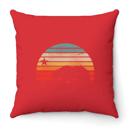 California Bear Retro Vintage Sunset Throw Pillows