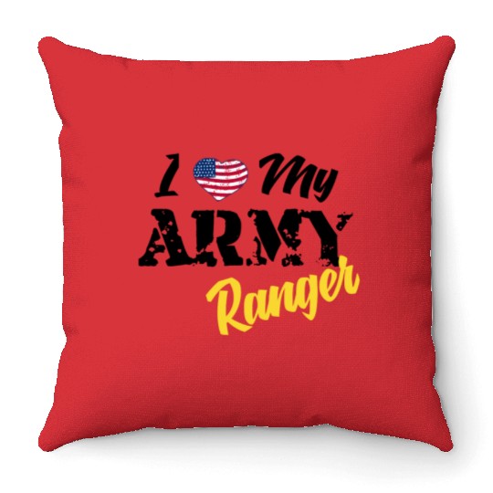 Proud US Army Ranger American Military Family Flag Throw Pillows