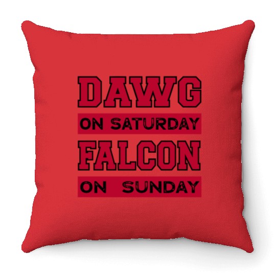 Dawg On Saturday Falcon On Sunday Atlanta Athens F Throw Pillows