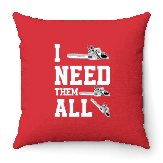 Chainsaw Trees Felling Foresters Funny Gift Throw Pillows