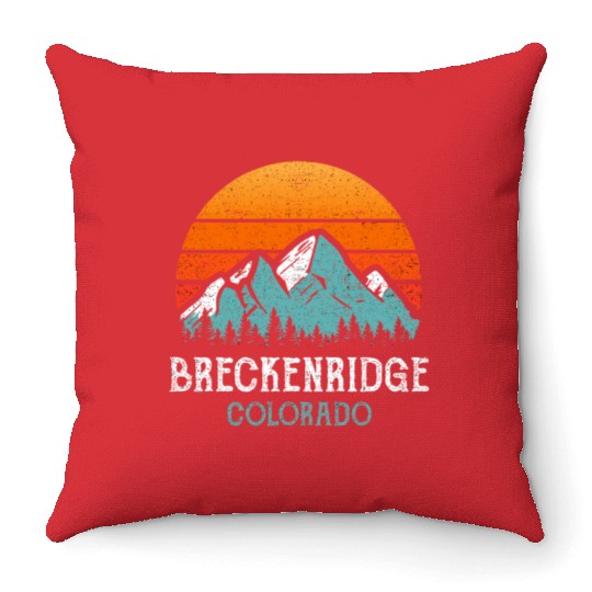 Vintage Breckenridge Throw Pillows Retro Sun Mountains