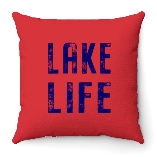 Vintage Distressed Lake Life Throw Pillows
