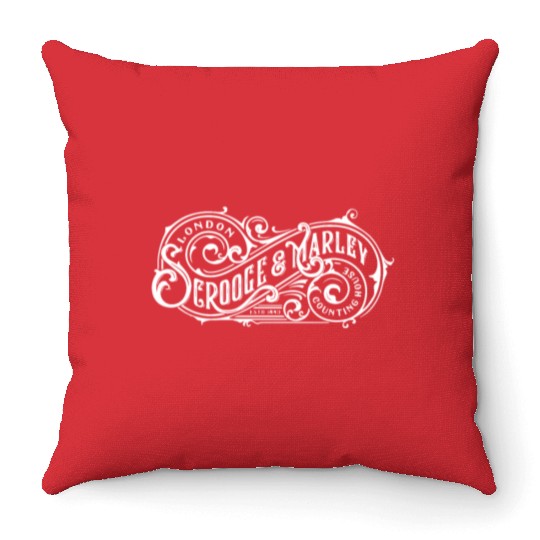 Scrooge and Marley Counting House Christmas Carol Throw Pillows