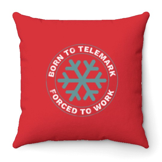 Telemark Skiing Free Heel Ski Touring Snowflake Throw Pillows