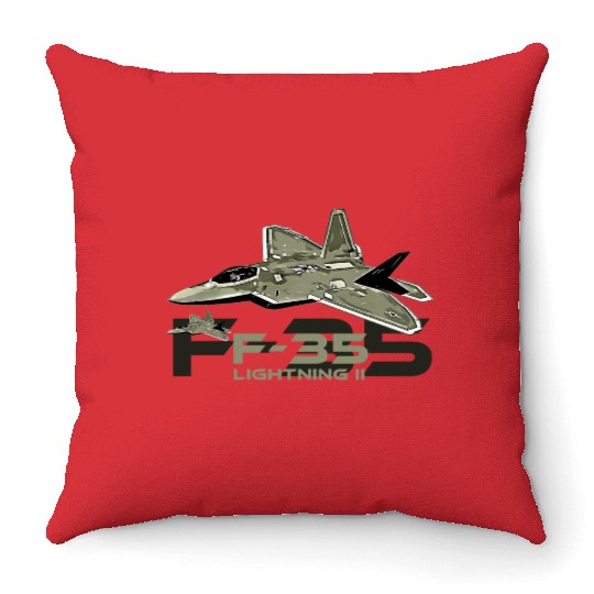 F-35 Lightning fighter jet Throw Pillows
