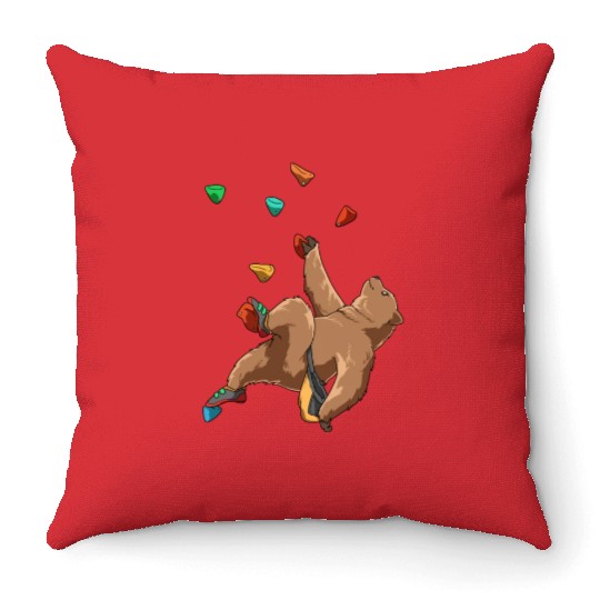 Grizzly Bouldering and Rock Climbing Gift Throw Pillows