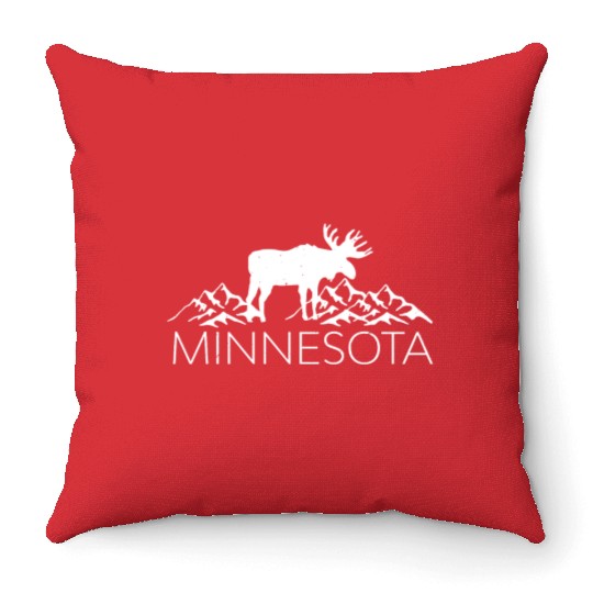 Minnesota Moose And Mountains Souvenir Nature Throw Pillows
