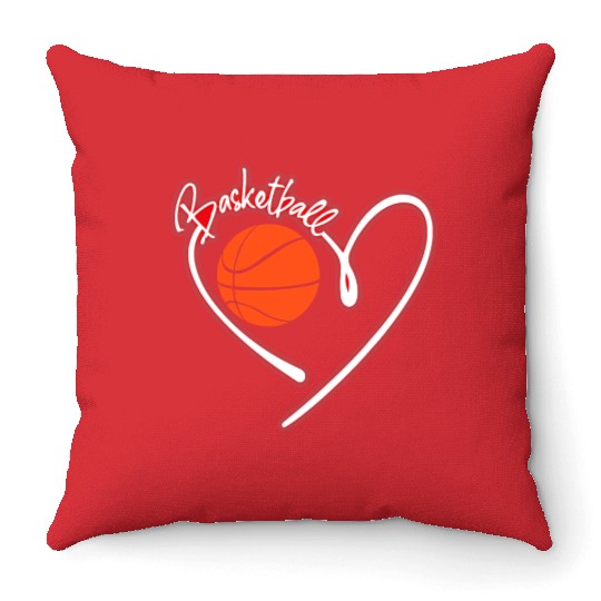 I Love Basketball Girl Basketball Player Heart Throw Pillows