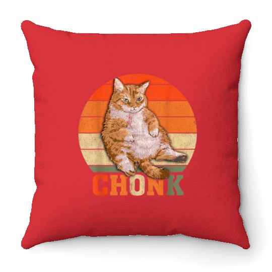 Funny Overweight Chubby Chonk Cat Meme Memes Throw Pillows