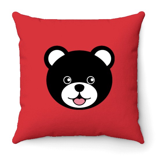 Cute Black Teddy Bear Face Throw Pillows