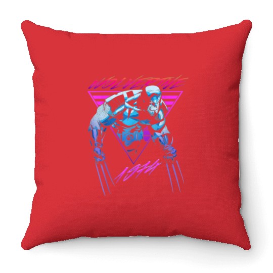 M-a-r-v-e-l W-o-l-verine Neon Retro Logan Graphic Throw Pillows