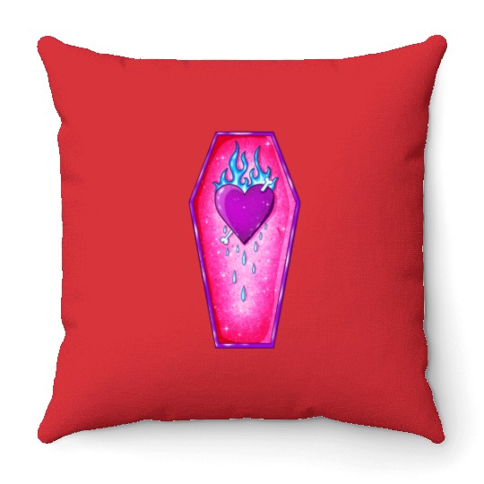 Pastel Goth Love Coffin Heart Throw Pillows