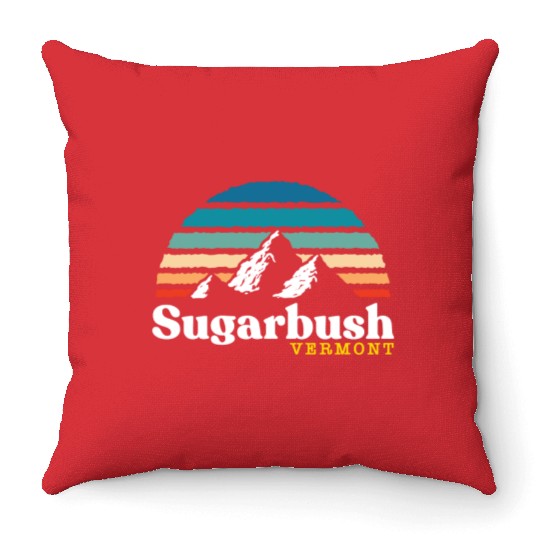 Sugarbush Vermont Usa Ski Resort 1980S Retro Throw Pillows