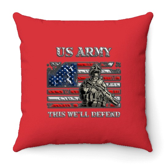 US Army - This we'll defend USA Flag Throw Pillows