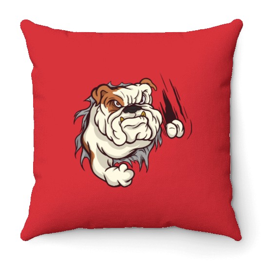 Angry bulldog cool dogs design Throw Pillows