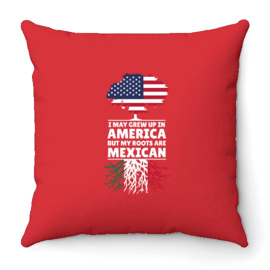 American with mexican roots usa design Throw Pillows