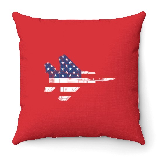 F-15 Eagle Fighter Jet Airplane American Flag F15l Throw Pillows