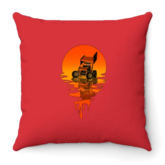 Vintage Retro Style Sprint Car Racing Throw Pillows