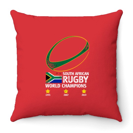 South African Rugby Bokke Triple World Champions 2 Throw Pillows