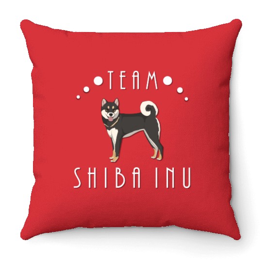 Team Shiba Inu - Black and Tan Throw Pillows
