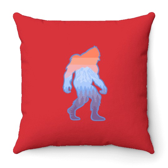 Mt Rainier Bigfoot Sasquatch Throw Pillows