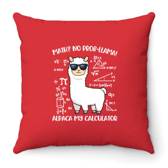Math Llama Funny Teacher Gift Throw Pillows