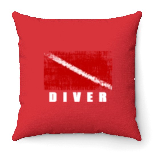 Pure Mini Diver Flag - Divers and Scuba Diving Throw Pillows
