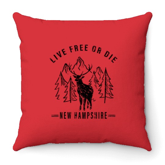 Live Free or Die New Hampshire Hiking Throw Pillows