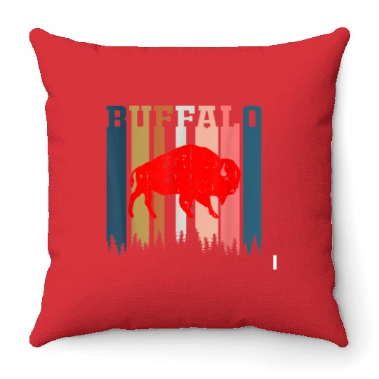Vintage Retro Bills Fan Mafia Gift For Buffalo Fan Throw Pillows