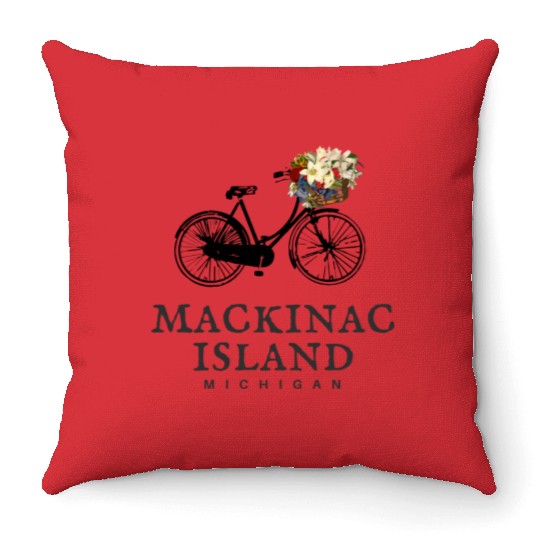 Mackinac Island Bike Michigan Throw Pillows