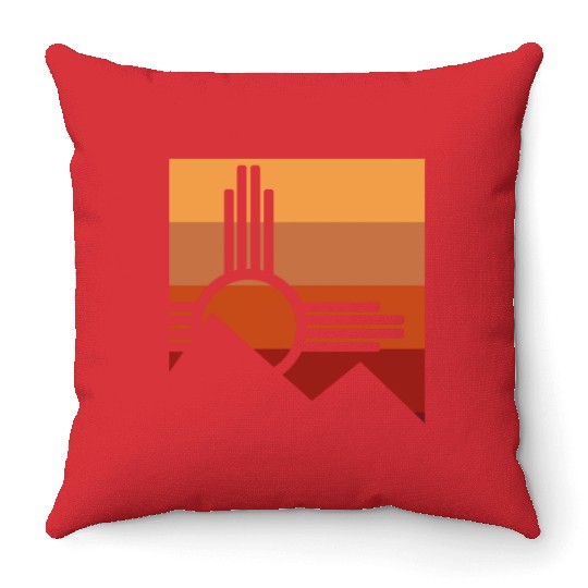 Zia Sun New Mexico Zia Mountains Throw Pillows