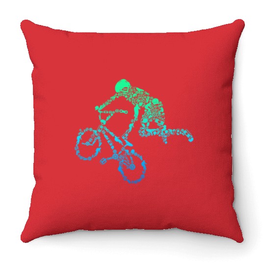 BMX Stunt Dirt Bike Freestyle Throw Pillows
