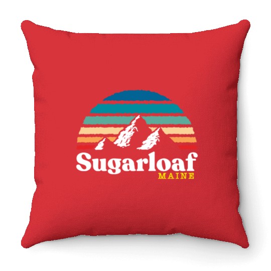 Sugarloaf Maine USA Ski Resort 1980s Retro Throw Pillows