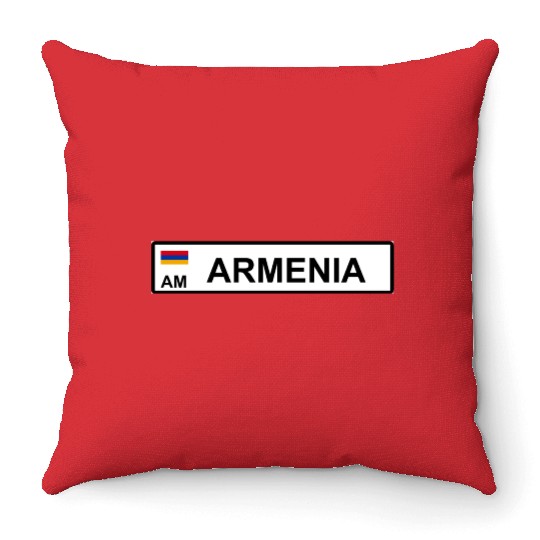 Realistic Armenia License Plate Sticker Throw Pillows