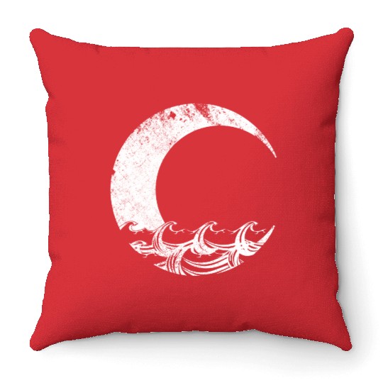 Moon and Ocean Throw Pillows