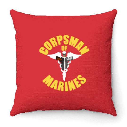 Us Navy Corpsman 8404 Fmf Veteran Front & Back Des Throw Pillows