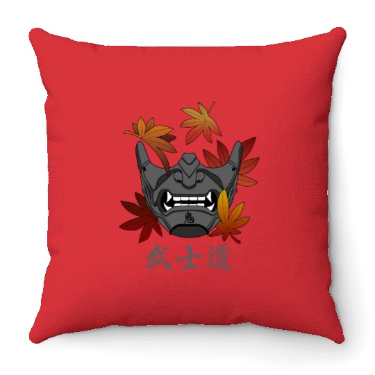Japanese mask Throw Pillows