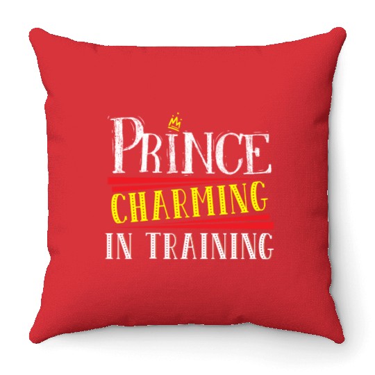 Prince Charming In Training Crown King Queen Throw Pillows
