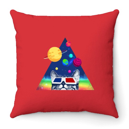 3D Space Cat Throw Pillows