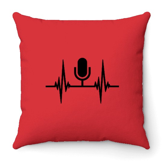 Pulse heartbeat microphone Throw Pillows